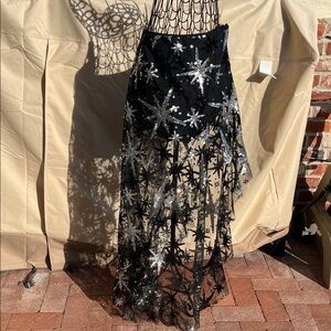 For Love And Lemons Black and Silver Asymmetrical Skirt